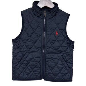 Polo Ralph Lauren Vest Quilted Full Zip Navy Blue Boy's Unisex Size 6 read
